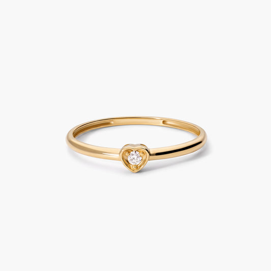 Anillo corazón de oro 18K diamante natural 0.03 ct.