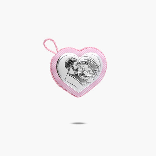 Medalla de cuna musical rosa plata bilaminada 11 cm
