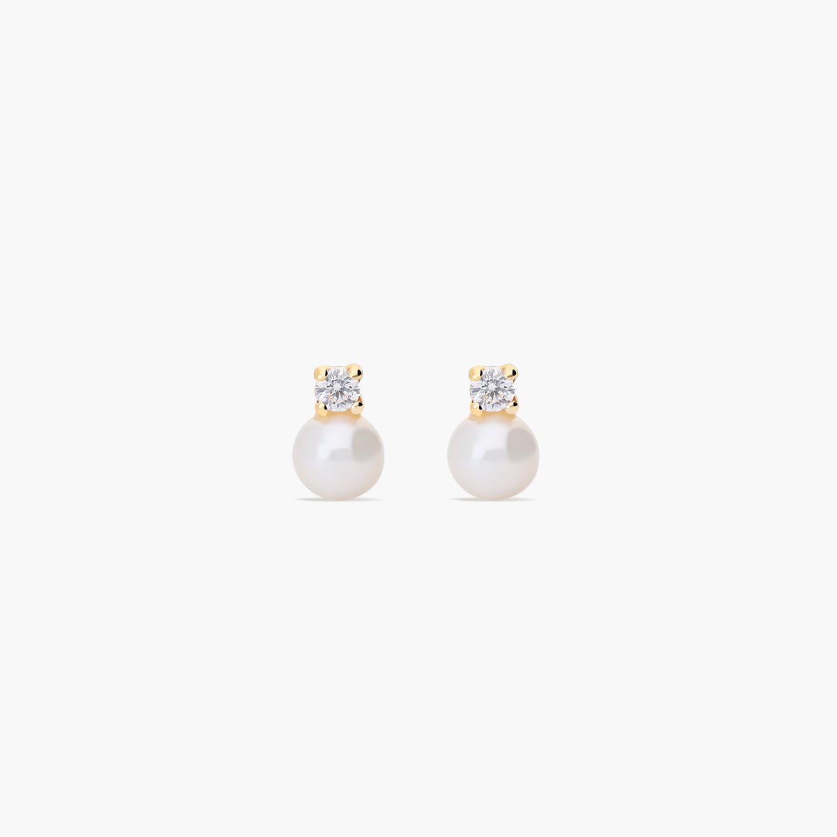 Pendientes de oro 18K con perlas y circonitas 6 mm