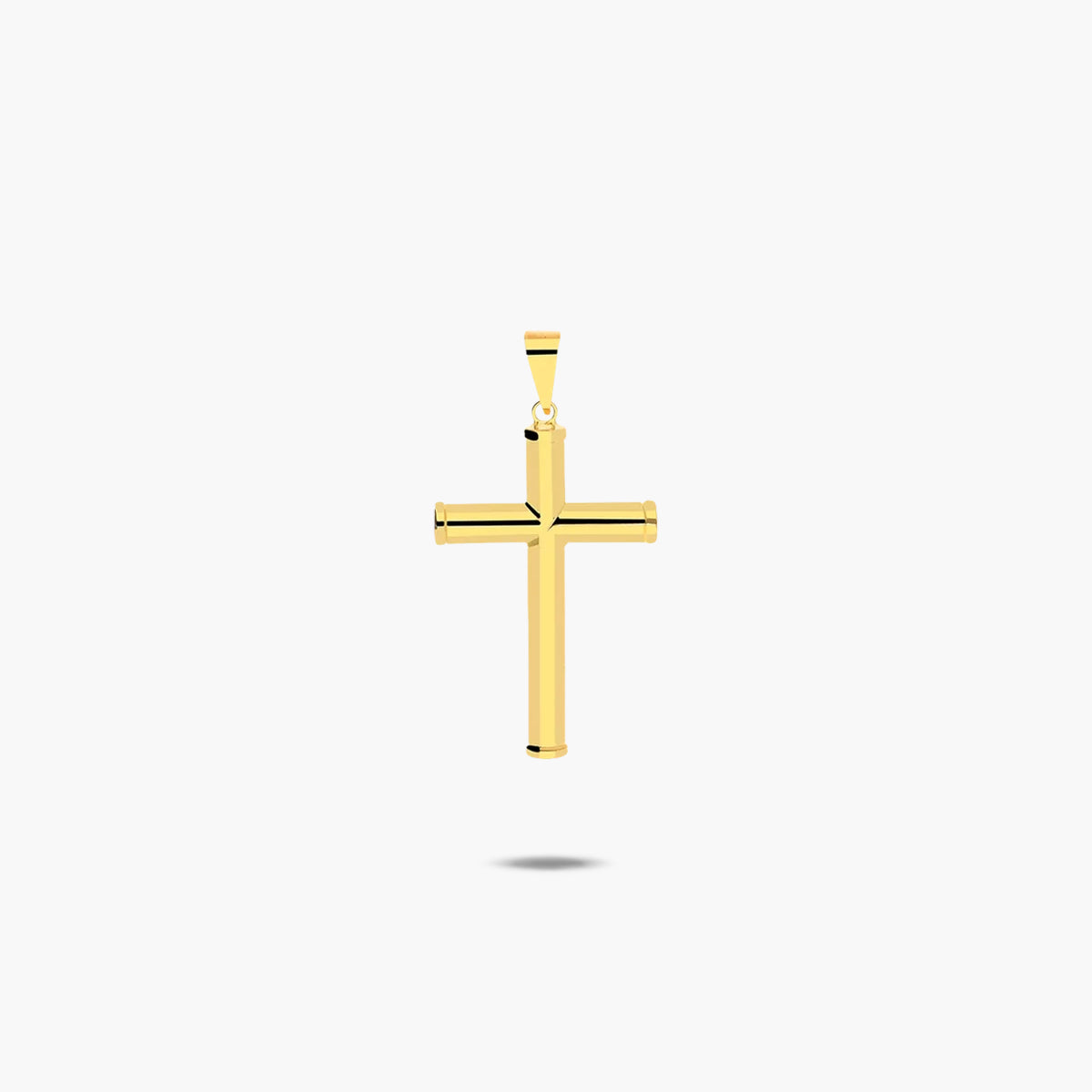 Cruz palo redondo liso de oro 18K 32 mm