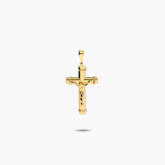 Cruz Cristo palo plano de oro 18K 25 mm