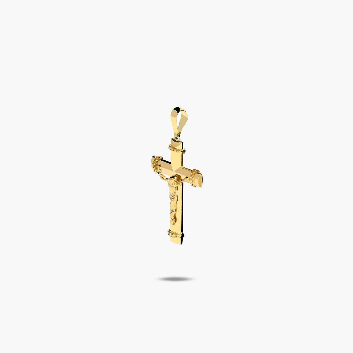 Cruz Cristo palo plano de oro 18K 25 mm