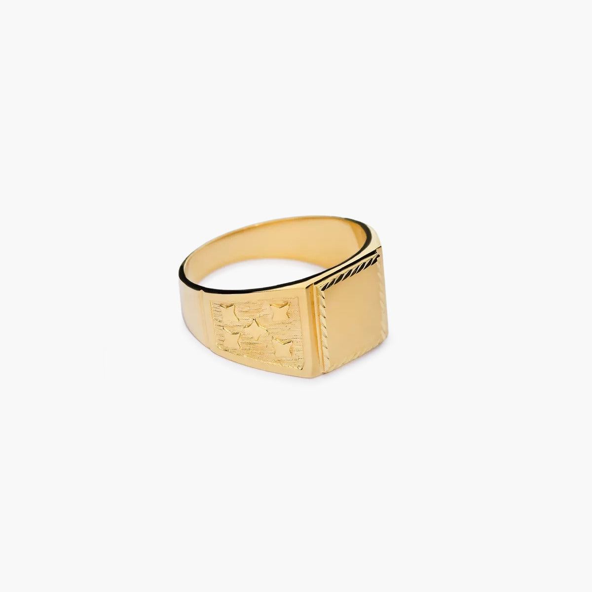 Sello hombre rectangular dibujo estrella de oro 18K