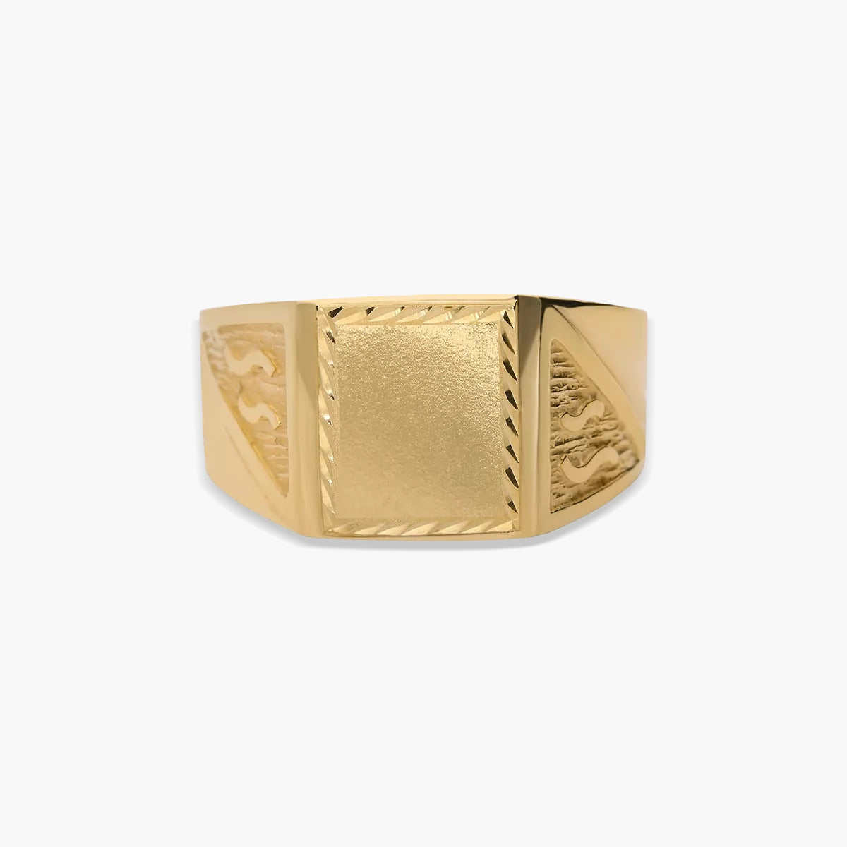 Sello hombre rectangular dibujo onda de oro 18K