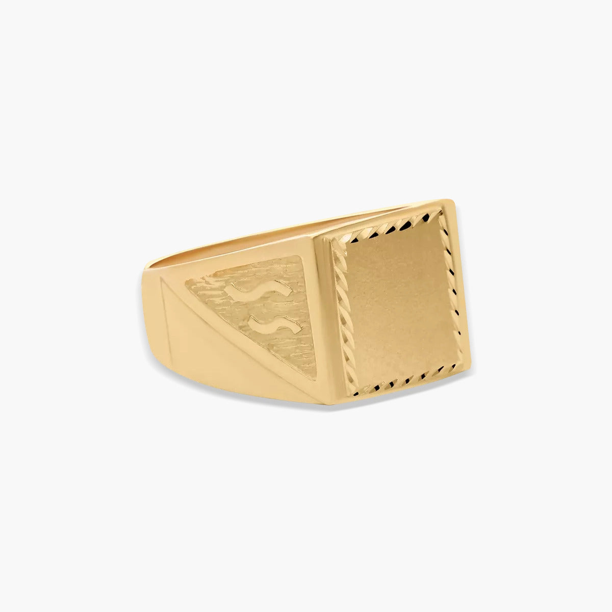 Sello hombre rectangular dibujo onda de oro 18K