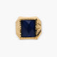 Sello hombre rectangular dibujo espiga media de oro 18K zafiro