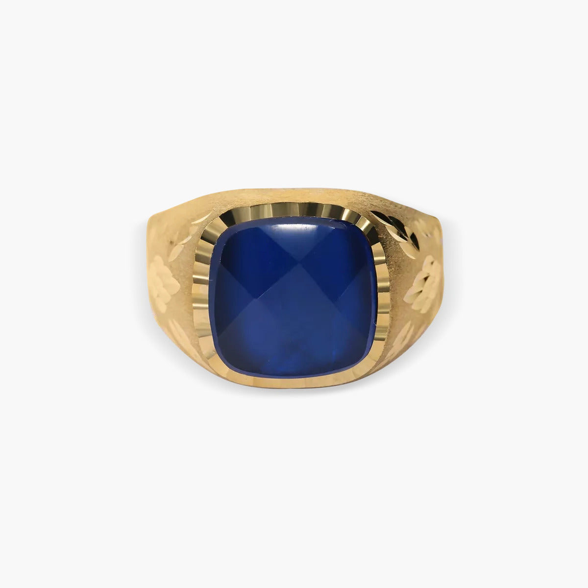 Sello hombre cuadrado dibujo rombo de oro 18K zafiro