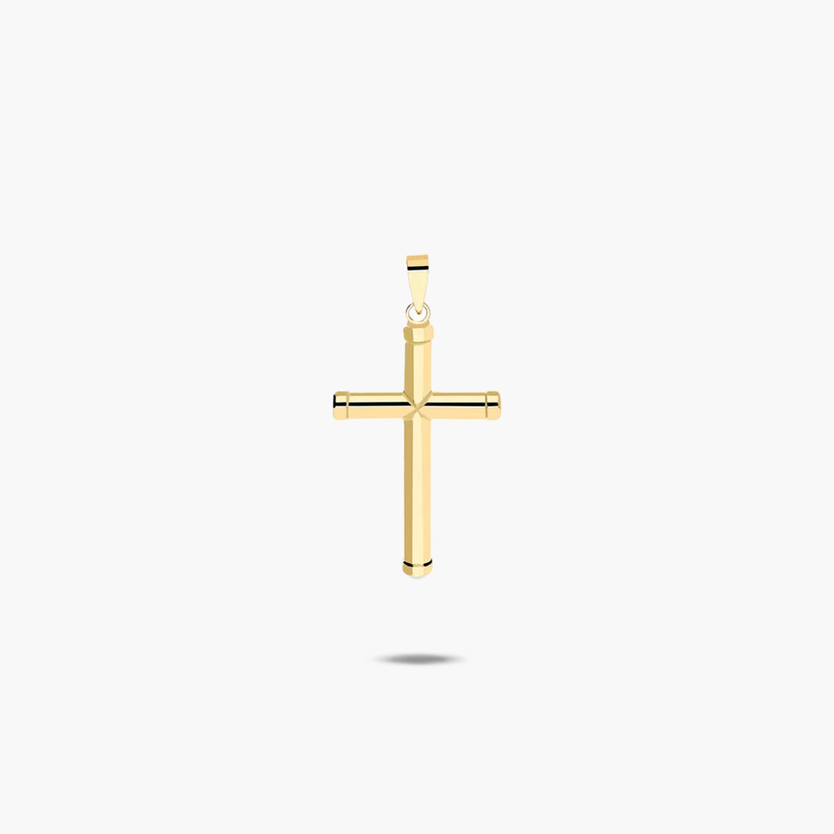 Cruz palo redondo liso de oro 18K 28x3 mm