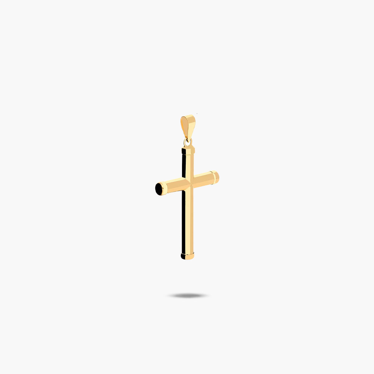 Cruz palo redondo liso de oro 18K 28x3 mm