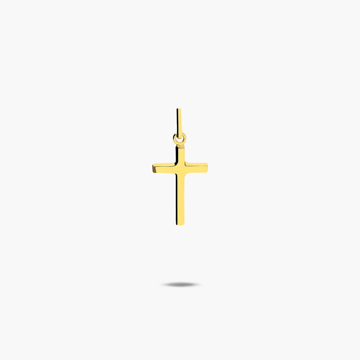 Cruz lisa palo cuadrado de oro 18K 12 mm