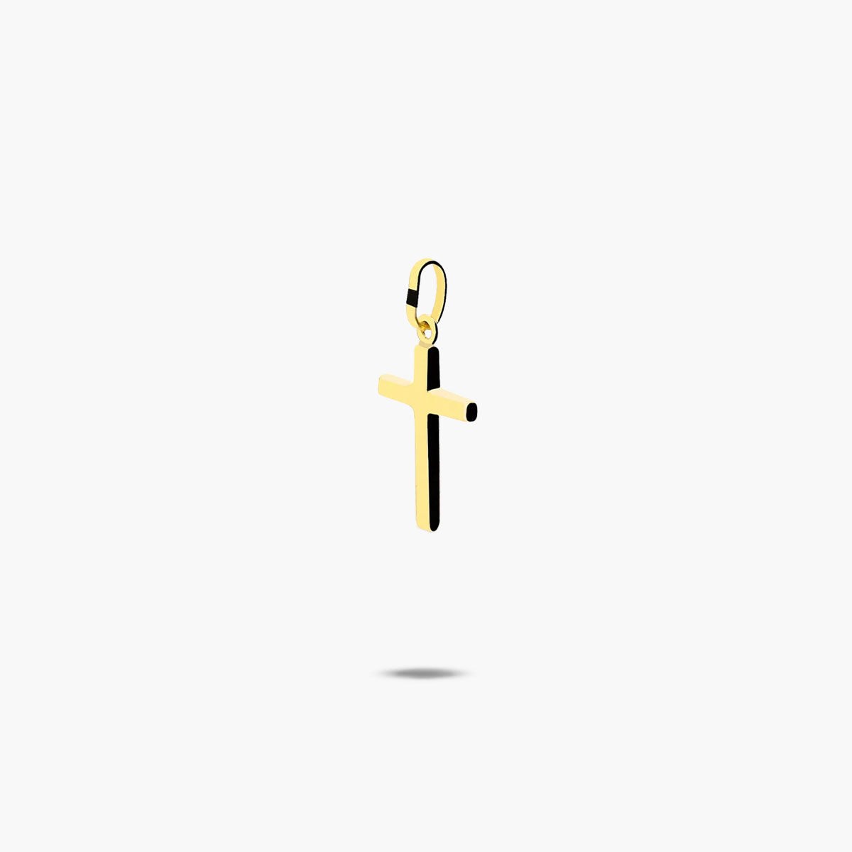 Cruz lisa palo cuadrado de oro 18K 12 mm