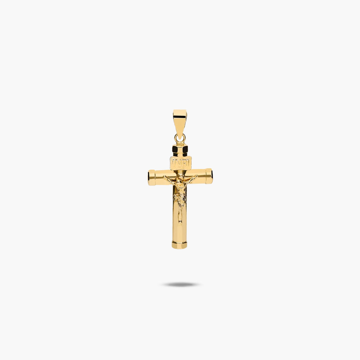 Cruz Cristo inri palo clásico de oro 18K 24 mm