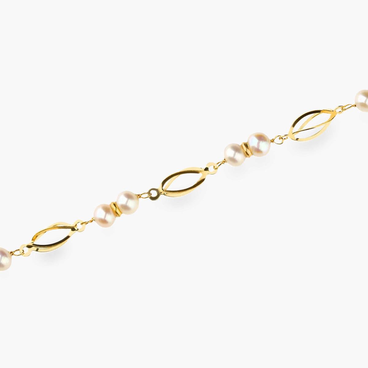 Pulsera infantil de oro 18K con perlas y eslabones 17 cm