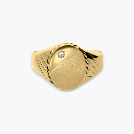 Sello oval de oro 18K circonita