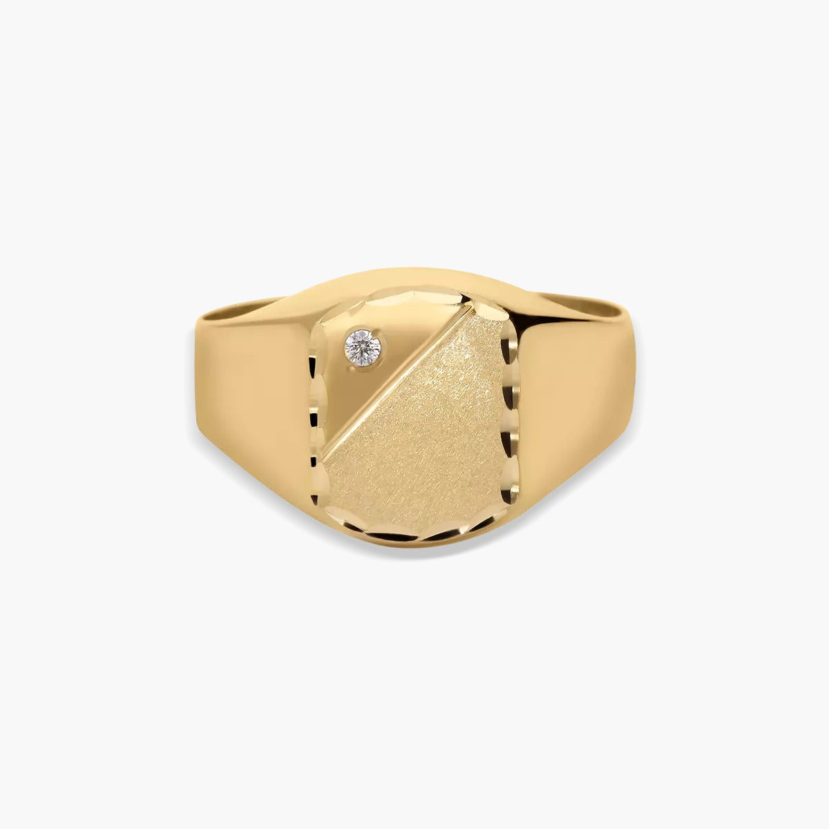 Sello rectangular de oro 18K circonita