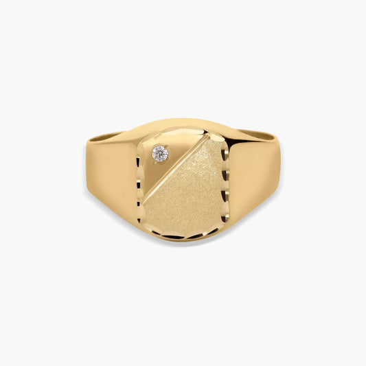 Sello rectangular de oro 18K circonita