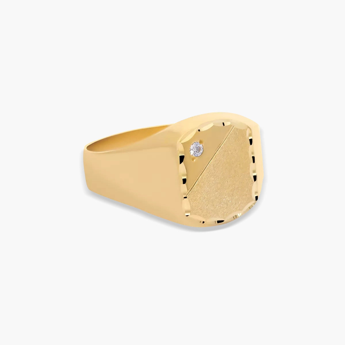 Sello rectangular de oro 18K circonita