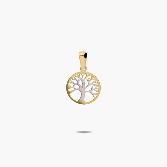 Colgante árbol de la vida de oro bicolor 18K 11 mm TREE OF LIFE