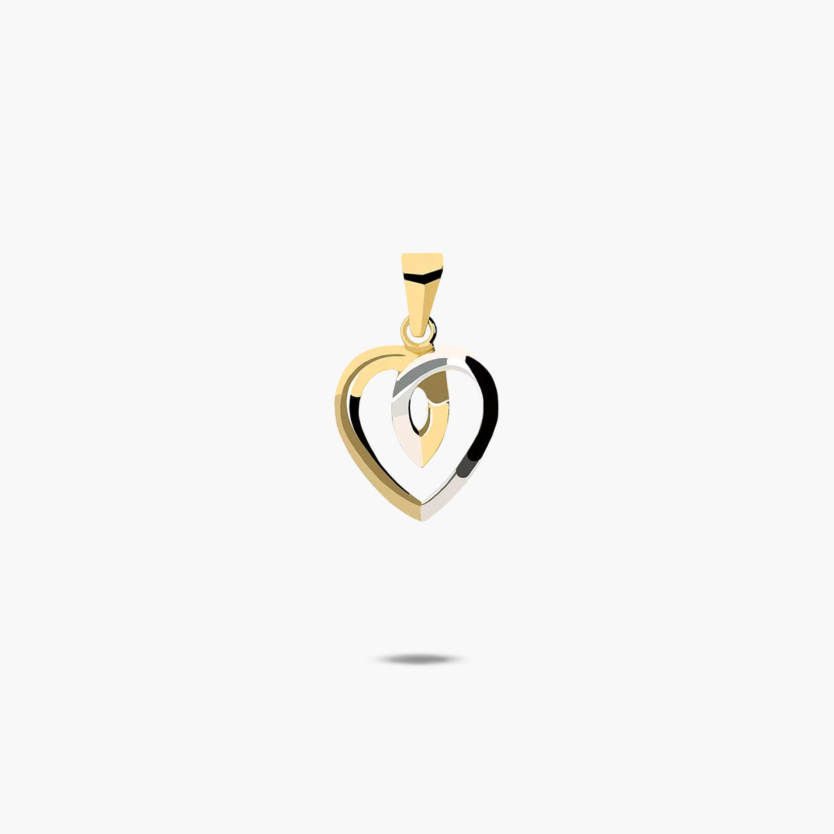 Colgante silueta corazón de oro bicolor 18K 12 mm