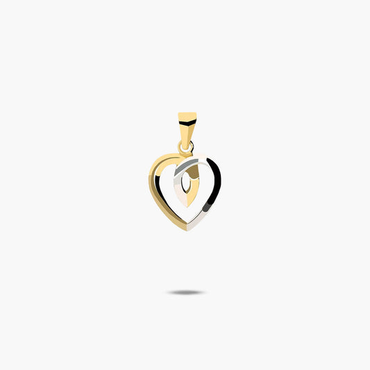 Colgante silueta corazón de oro bicolor 18K 12 mm
