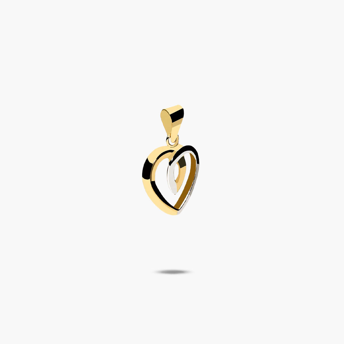 Colgante silueta corazón de oro bicolor 18K 12 mm