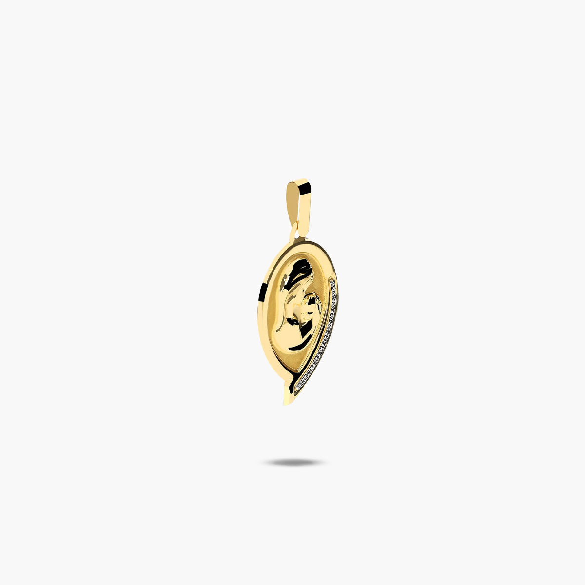 Colgante medalla mamá e hijo de oro bicolor 18K 24 mm