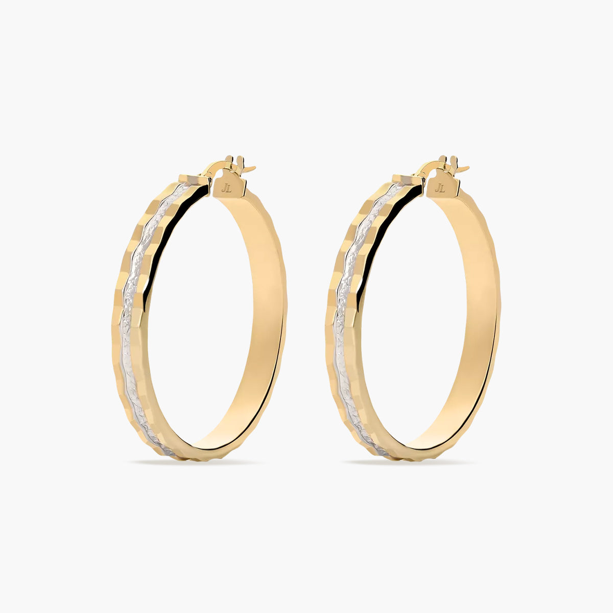 Pendientes de aro de oro bicolor 18K 35 mm MONTE CARLO