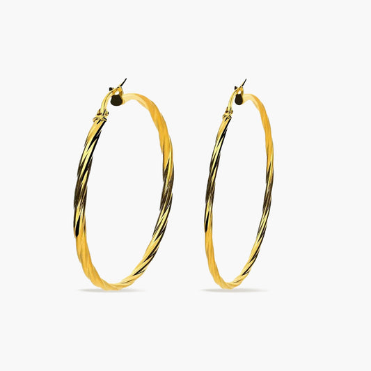 Pendientes de aro de oro 18K 30 mm TWIST