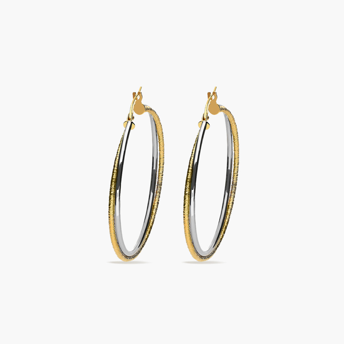 Pendientes de aro de oro bicolor 18K 40 mm