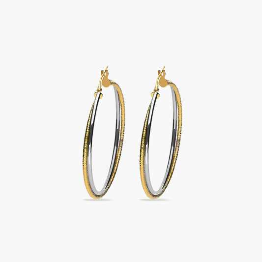 Pendientes de aro de oro bicolor 18K 40 mm