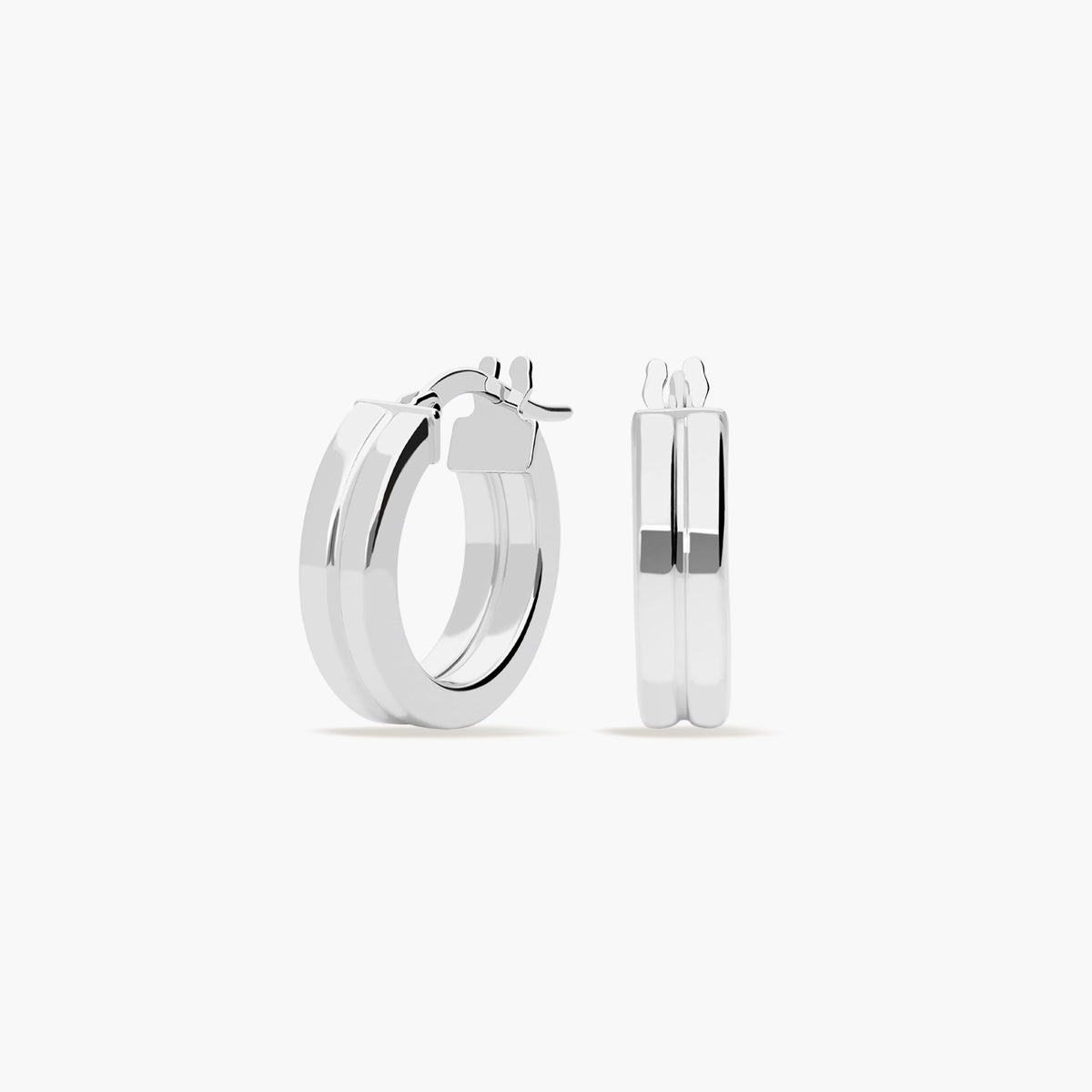 Pendientes de aro raya centro de oro blanco 18K 15 mm
