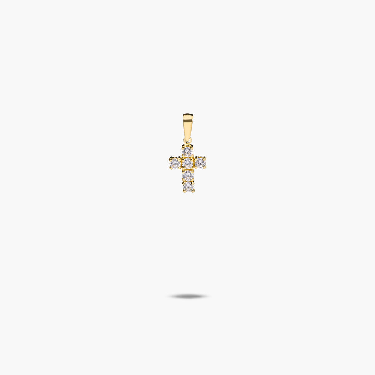 Cruz de oro 18K circonitas en garra 10 mm