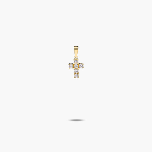 Cruz de oro 18K circonitas en garra 10 mm