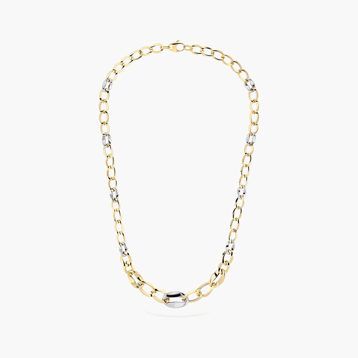 Gargantilla de oro bicolor 18K 45 cm eslabón