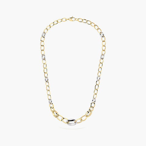 Gargantilla de oro bicolor 18K 45 cm eslabón