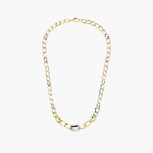 Gargantilla de oro bicolor 18K 45 cm eslabón