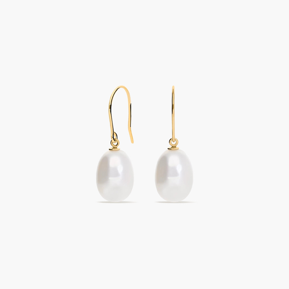 Pendientes largos de oro 18K con perlas 25 mm