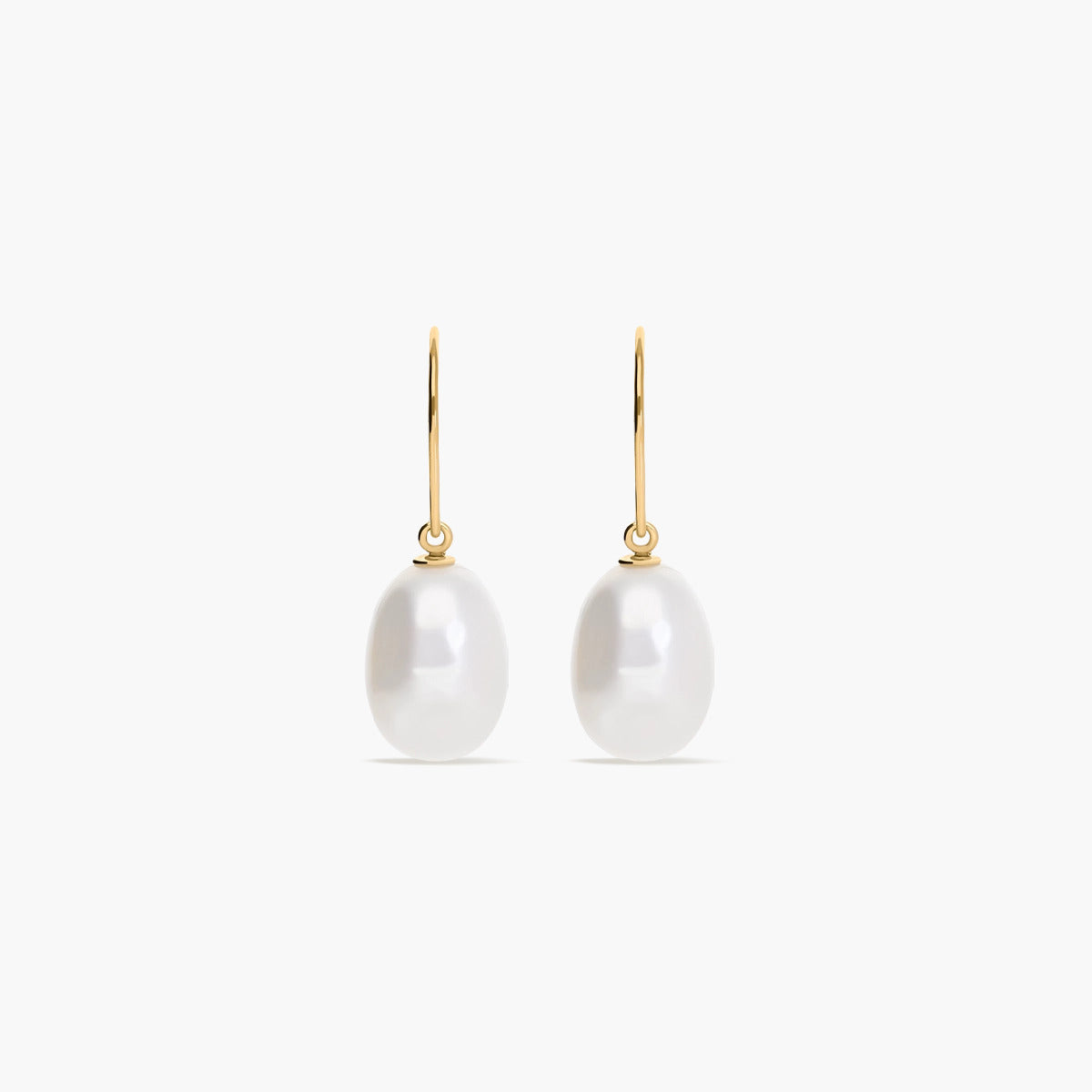 Pendientes largos de oro 18K con perlas 25 mm