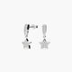 Pendientes largos estrella de oro blanco 18K circonitas 20 mm