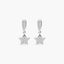 Pendientes largos estrella de oro blanco 18K circonitas 20 mm
