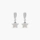 Pendientes largos estrella de oro blanco 18K circonitas 20 mm