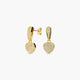 Pendientes largos corazón de oro 18K circonitas 20 mm