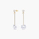 Pendientes largos de oro 18K circonitas 30 mm
