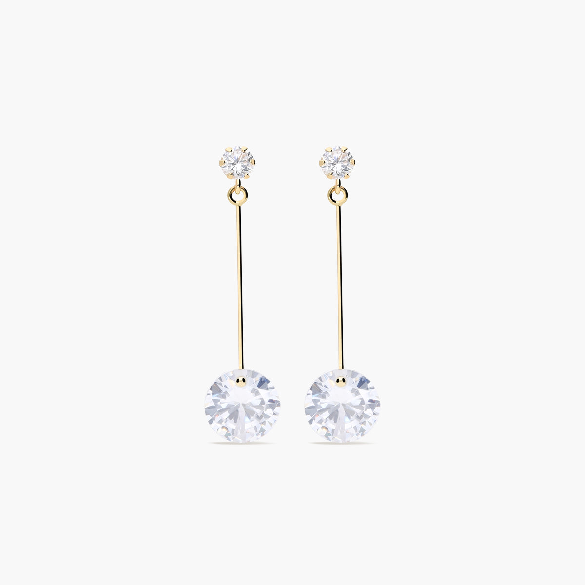 Pendientes largos de oro 18K circonitas 30 mm