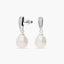 Pendientes largos de oro blanco 18K con perlas y circonitas 23 mm