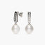 Pendientes largos de oro blanco 18K con perlas y circonitas 23 mm