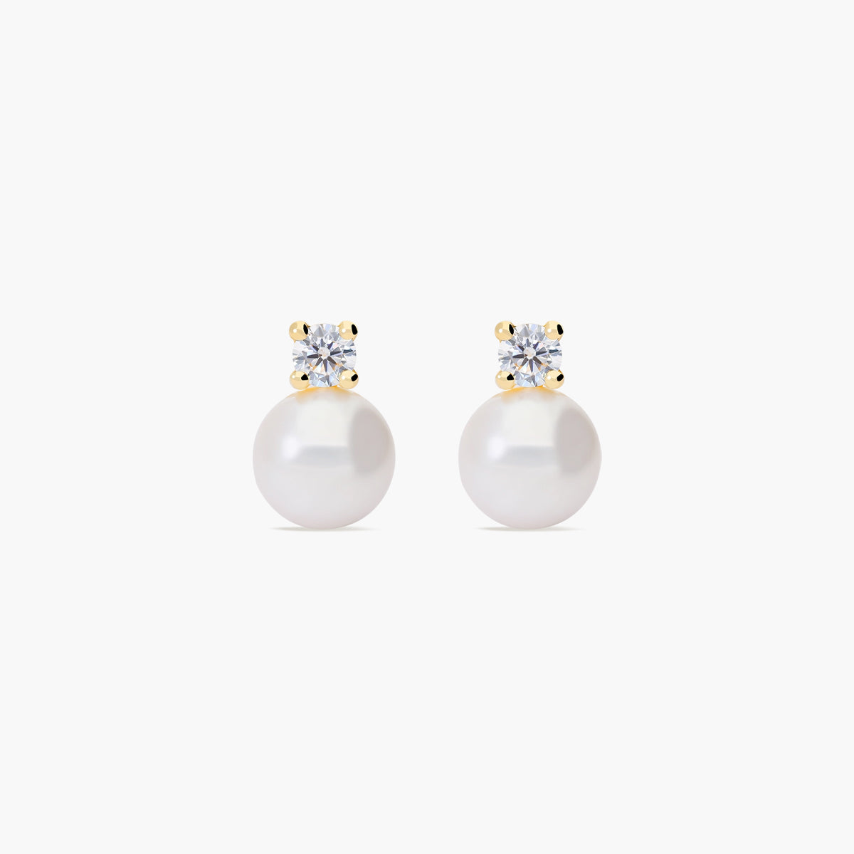 Pendientes de oro 18K con perlas y circonitas 13 mm