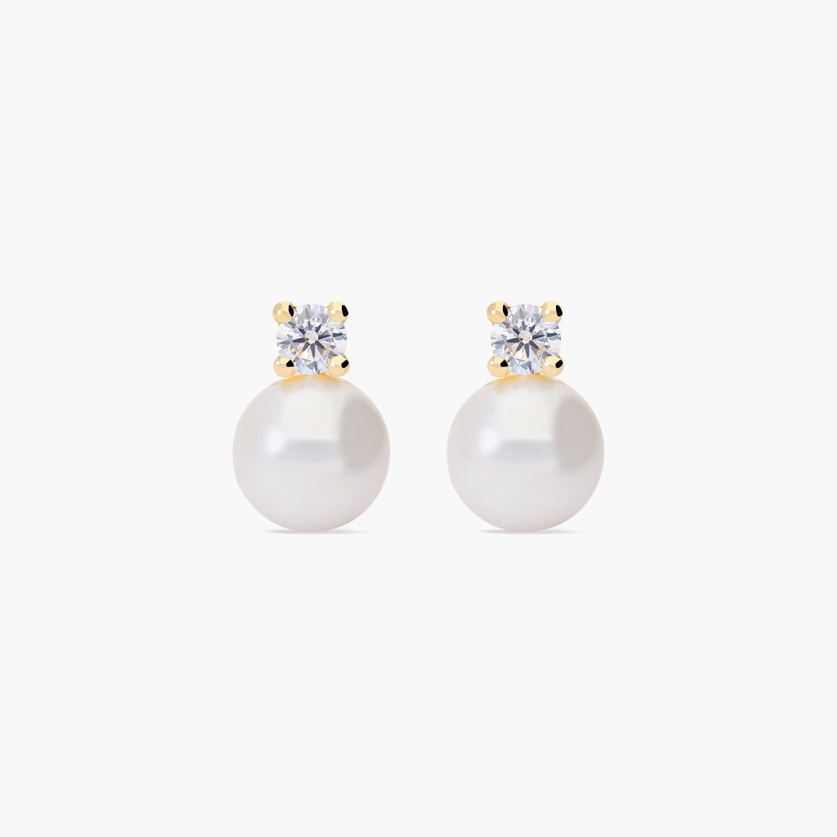 Pendientes de oro 18K con perlas y circonitas 16 mm