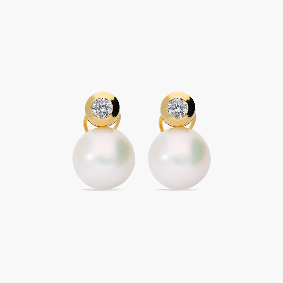 Pendientes de oro 18K con perlas y circonitas 17 mm