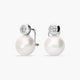 Pendientes de oro blanco 18K con perlas y circonitas 17 mm